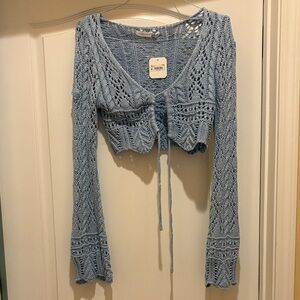 Altar'd State Light Blue Crochet Crop Top